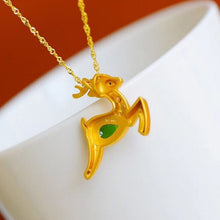 Load image into Gallery viewer, Lokaloca Natural Fine Jade Deer Pendant Necklace
