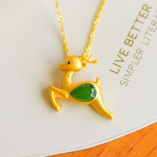 Load image into Gallery viewer, Lokaloca Natural Fine Jade Deer Pendant Necklace
