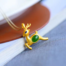 Load image into Gallery viewer, Lokaloca Natural Fine Jade Deer Pendant Necklace
