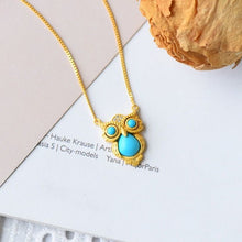 Load image into Gallery viewer, Silver Inlaid Turquoise Owl Shape Vintage Style Retro Unique Craft Charm Women&#39;s Brand Jewelry
