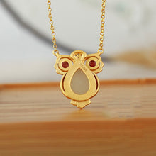 Load image into Gallery viewer, New Silver Natural Fine White Jade Owl Pendant Necklace Vintage Style Retro Unique Craft Women&#39;s Brand Jewelry
