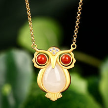 Load image into Gallery viewer, New Silver Natural Fine White Jade Owl Pendant Necklace Vintage Style Retro Unique Craft Women&#39;s Brand Jewelry
