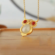 Load image into Gallery viewer, New Silver Natural Fine White Jade Owl Pendant Necklace Vintage Style Retro Unique Craft Women&#39;s Brand Jewelry
