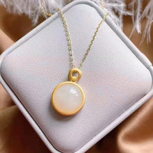 Load image into Gallery viewer, Silver Natural Fine White Jade Pendant Necklace Vintage Style Retro Design Simple Women&#39;s Brand Jewelry
