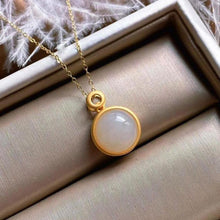 Load image into Gallery viewer, Silver Natural Fine White Jade Pendant Necklace Vintage Style Retro Design Simple Women&#39;s Brand Jewelry
