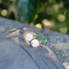 Load image into Gallery viewer, New Silver Natural Fine White Jade Emerald Earrings Vintage Retro Charming Women Luxury Jewelry
