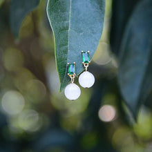 Load image into Gallery viewer, New Silver Natural Fine White Jade Emerald Earrings Vintage Retro Charming Women Luxury Jewelry
