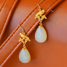 Load image into Gallery viewer, Silver Natural White Jade Chalcedony Drop Earrings Vintage Style Retro Unique Craft Charm Women&#39;s Jewelry
