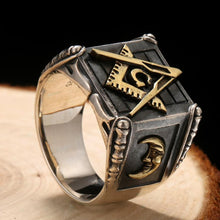 Load image into Gallery viewer, Thai Silver Moon Geometric Ring Designer Original Unique Craft Punk Style Men&#39;s Jewelry
