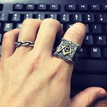 Load image into Gallery viewer, Thai Silver Moon Geometric Ring Designer Original Unique Craft Punk Style Men&#39;s Jewelry
