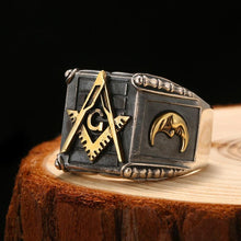 Load image into Gallery viewer, Thai Silver Moon Geometric Ring Designer Original Unique Craft Punk Style Men&#39;s Jewelry
