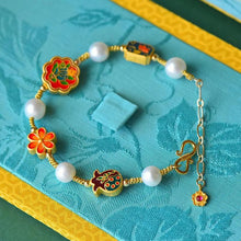 Load image into Gallery viewer, New Boho Craftsmanship Inlaid Enamel Porcelain Pearl Bracelet Ethnic Style Ladies Jewelry
