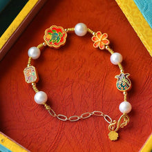 Load image into Gallery viewer, New Boho Craftsmanship Inlaid Enamel Porcelain Pearl Bracelet Ethnic Style Ladies Jewelry
