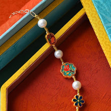 Load image into Gallery viewer, New Boho Craftsmanship Inlaid Enamel Porcelain Pearl Bracelet Ethnic Style Ladies Jewelry
