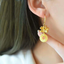 Load image into Gallery viewer, Lokaloca Natural Yellow Jade Drop Earrings
