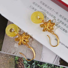 Load image into Gallery viewer, Lokaloca Natural Yellow Jade Drop Earrings
