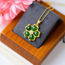 Load image into Gallery viewer, Lokaloca Natural Jade Jasper Blossom Flower Pendant Necklace
