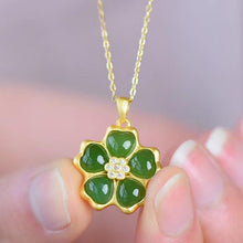 Load image into Gallery viewer, Lokaloca Natural Jade Jasper Blossom Flower Pendant Necklace
