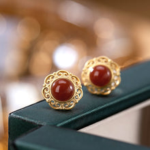 Load image into Gallery viewer, Fine Craftsmanship Inlaid Southern Red Agate Round Earrings For Women
