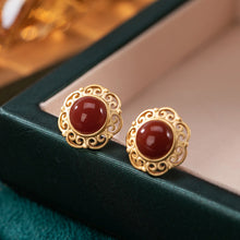 Load image into Gallery viewer, Fine Craftsmanship Inlaid Southern Red Agate Round Earrings For Women
