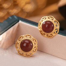 Load image into Gallery viewer, Fine Craftsmanship Inlaid Southern Red Agate Round Earrings For Women
