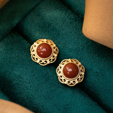 Load image into Gallery viewer, Fine Craftsmanship Inlaid Southern Red Agate Round Earrings For Women
