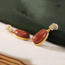 Load image into Gallery viewer, Ancient Golden Craftsmanship Inlaid Southern Red Agate Earrings Exquisite and Elegant Ladies Silver Jewelry
