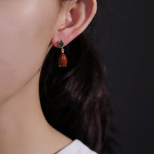 Load image into Gallery viewer, New Drop-shaped Natural Fine Southern Red Agate Red Earrings Retro Elegant Ladies Silver Jewelry
