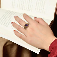 Load image into Gallery viewer, Amethyst Irregular-shaped Open Ring Luxury Charm Women&#39;s Silver Jewelry
