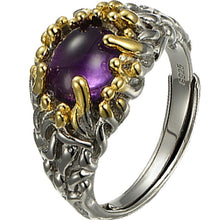 Load image into Gallery viewer, Amethyst Irregular-shaped Open Ring Luxury Charm Women&#39;s Silver Jewelry
