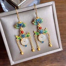 Load image into Gallery viewer, Boho Enamel Porcelain Original Tassel Earrings Vintage Retro Style Luxury Elegant Charm Women&#39;s Jewelry
