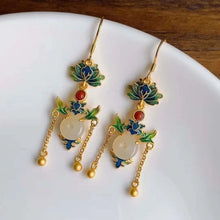 Load image into Gallery viewer, Boho Enamel Porcelain Original Tassel Earrings Vintage Retro Style Luxury Elegant Charm Women&#39;s Jewelry
