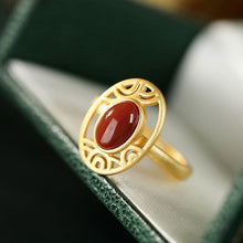 Load image into Gallery viewer, New Inlaid Natural Southern Red Agate Opening Adjustable Ring Vintage Retro Niche Design Luxury Women&#39;s Brand Jewelry
