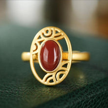 Load image into Gallery viewer, New Inlaid Natural Southern Red Agate Opening Adjustable Ring Vintage Retro Niche Design Luxury Women&#39;s Brand Jewelry
