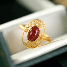 Load image into Gallery viewer, New Inlaid Natural Southern Red Agate Opening Adjustable Ring Vintage Retro Niche Design Luxury Women&#39;s Brand Jewelry
