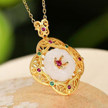 Load image into Gallery viewer, New Inlaid Natural Fine White Jade Plum Blossom Necklace Pendant Classical Lady Silver Jewelry
