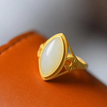 Load image into Gallery viewer, Natural Fine White Jade Ring Female Silver Antique Inlay Exquisite Elegant Jewelry
