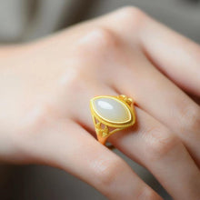 Load image into Gallery viewer, Natural Fine White Jade Ring Female Silver Antique Inlay Exquisite Elegant Jewelry
