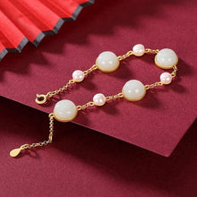 Load image into Gallery viewer, Lokaloca New Inlaid Natural Fine White Jade Chalcedony Bracelet
