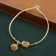 Load image into Gallery viewer, Original Gilded Turquoise Lotus Pendant Bracelet Vintage Style Charm Lady Brand Jewelry
