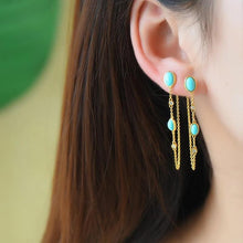 Load image into Gallery viewer, Original Turquoise Long Tassel Earrings Vintage Retro Unique Craft Luxury Christmas Gift
