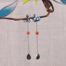 Load image into Gallery viewer, Original Design Cloisonne Craft Long Earrings Vintage Retro Luxury Charm Women&#39;s Brand Silver Jewelry
