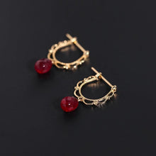 Load image into Gallery viewer, Original Design Lab Ruby Drop-shaped Craft Earrings Retro Exquisite Luxury Charm Women Silver Jewelry
