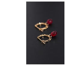 Load image into Gallery viewer, Original Design Lab Ruby Drop-shaped Craft Earrings Retro Exquisite Luxury Charm Women Silver Jewelry
