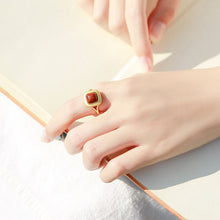 Load image into Gallery viewer, Original Design Southern Red Agate Opening Ring Vintage Style Retro Elegant Silver Jewelry
