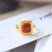 Load image into Gallery viewer, Original Design Southern Red Agate Opening Ring Vintage Style Retro Elegant Silver Jewelry
