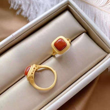 Load image into Gallery viewer, Original Design Southern Red Agate Opening Ring Vintage Style Retro Elegant Silver Jewelry
