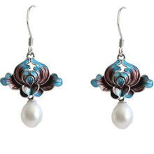 Load image into Gallery viewer, Original Design Enamel Porcelain Pearl Earrings VintageStyle Retro Charm Luxury Women&#39;s Brand Silver Jewelry
