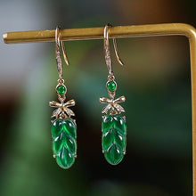 Load image into Gallery viewer, Lokaloca Original Natural Green Jade Leaf Earrings
