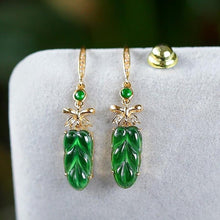 Load image into Gallery viewer, Lokaloca Original Natural Green Jade Leaf Earrings
